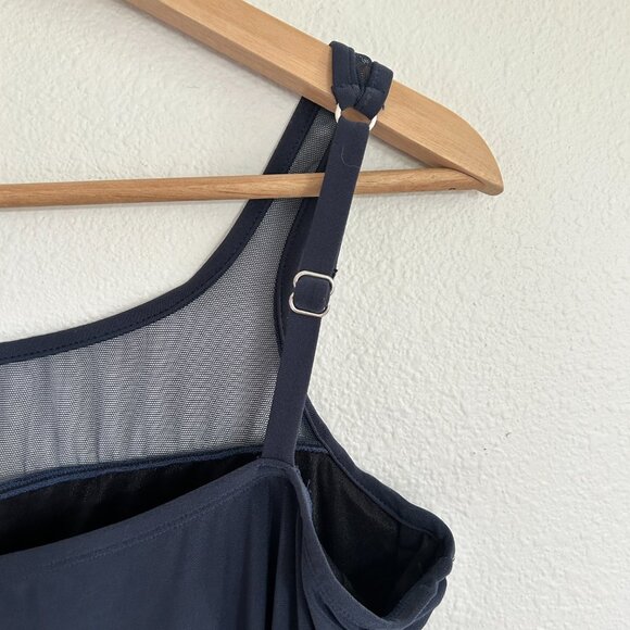 NWT Miraclesuit Tankini Top 14 Blue Mirage Underwire Asymmetric Mesh Swim - Picture 5 of 10
